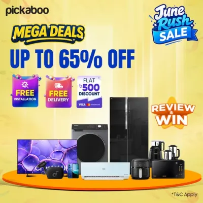 June Rush Sale is ON - আপনার পছন্দের স্মার্টফোন, টিভি, ফ্রিজ, এসি, কিচেন অ্যাপ্লায়েন্স, গ্যাজেট এবং আরও অনেক কিছু এখন পাচ্ছেন বছরের সেরা অফারে!