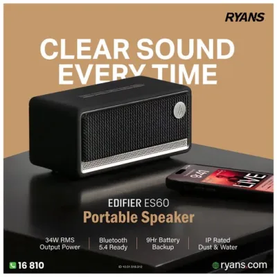 Edifier ES60 Portable Bluetooth Speaker – 34W sound for home and outdoor listening.