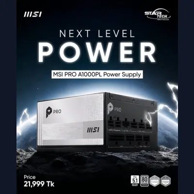 MSI PRO A1000PL PCIE5 1000W 80 Plus Platinum Fully Modular Power Supply
