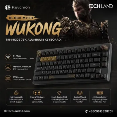 Keychron Black Myth Wukong Tri-mode 75% Aluminum Keyboard