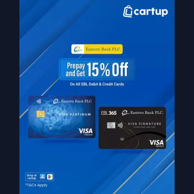 Enjoy 15% savings with your EBL Debit and Credit Cards.