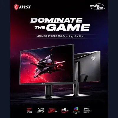 Hyper-Fast 200Hz Rapid IPS, Sharp 2K Resolution & Premium HDR Visuals — MSI MAG 274QPF E20 27" WQHD Gaming Monitor