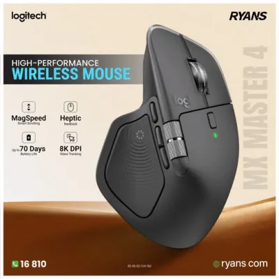 Logitech  MX Master 4 – Ergonomic wireless mouse built for precision and productivity.