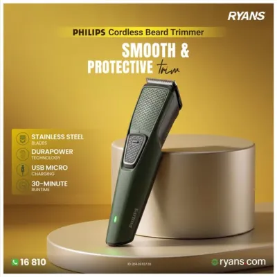 Philips Beardtrimmer Series 1000 BT1230/15 – cordless grooming with an easy-grip design.