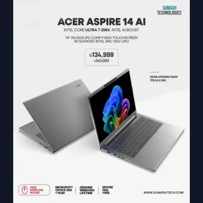 Laptop Bonanza" অফারে Acer Aspire 14 AI পাচ্ছেন মার্কেটের বেস্ট প্রাইসে সাথে ফ্রি গিফটস, থাকছে ক্যাশব্যাকের সুযোগ