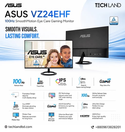 ASUS VZ24EHF — Smooth Visuals. Lasting Comfort.