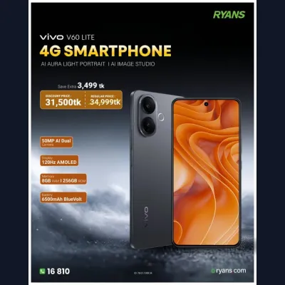 Vivo V60 Lite 4G — Now Tk 3,499 Less!