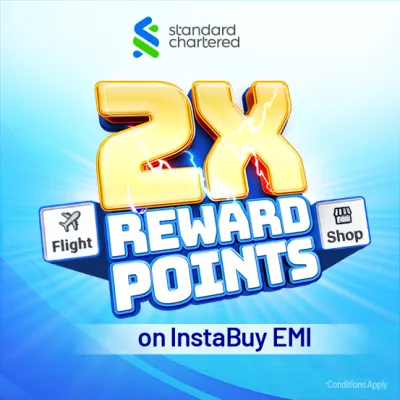Enjoy 2X reward points on EMI with your StanChart Credit Cards