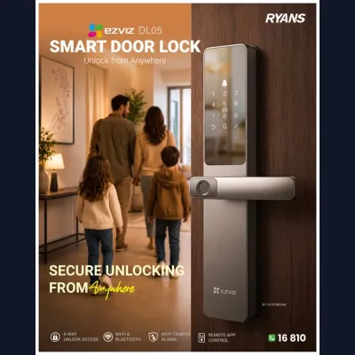 EZVIZ DL05 – Wi-Fi smart door lock with flexible access options for home security.