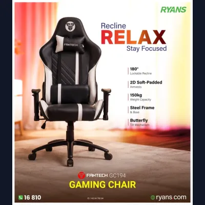 Fantech GC194 Black-White – Gaming chair designed for ergonomic comfort and flexible seating.