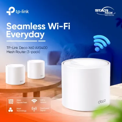 TP-Link Deco X60 AX5400 Dual-Band Mesh Router (3-Pack)