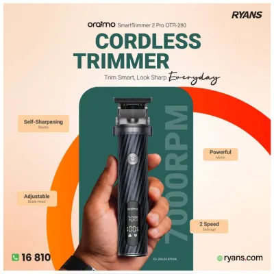 oraimo SmartTrimmer 2 Pro OTR-280 – Cordless trimmer built for precise and convenient grooming.