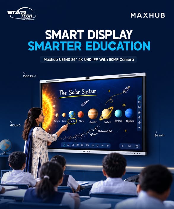 86" 4K UHD Touch Display, 50MP Camera & Android 15 EDLA OS — Maxhub U8640 Interactive Flat Panel