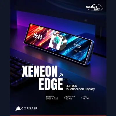14.5" 2560x720 Touchscreen, Magnetic Backplate & Dual Orientation — Corsair XENEON EDGE 14.5" LCD Touchscreen Display