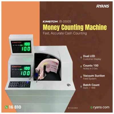 KINGTON JB-2000S – Floor-mount money counting machine for fast, convenient note counting.
