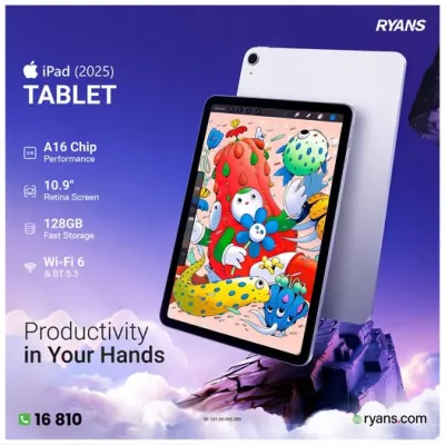 Apple iPad (2025) – 10.9-inch Liquid Retina tablet for work, study, and entertainment.
