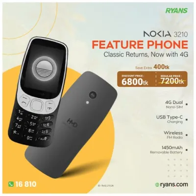 Nokia 3210 4G – The classic is back, now with 400 Tk OFF