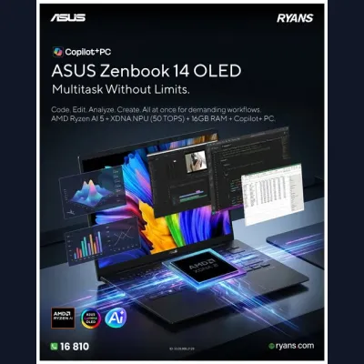 ASUS Zenbook 14 UM3406GA – Slim, lightweight AI-powered OLED laptop for everyday productivity.