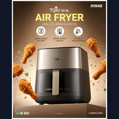 TQIU S2 6L Air Fryer – Smart Cooking with Powerful Double Heating