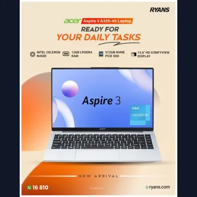 New Arrival! Acer Aspire 3 A325-45 – A smart choice for study, work, and everyday tasks.