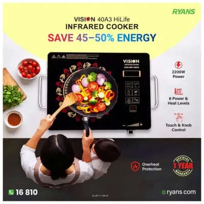 Vision 40A3 HiLife 2200W Infrared Cooker – Smart Control for Everyday Cooking!