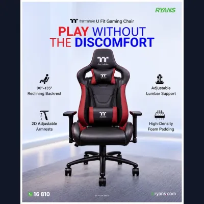 Thermaltake U Fit Black & Red Gaming Chair – Comfort for Long Gaming & Work Hours.