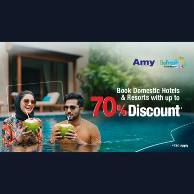 Up to 70% Discount on Booking Hotels & Resorts from AMY